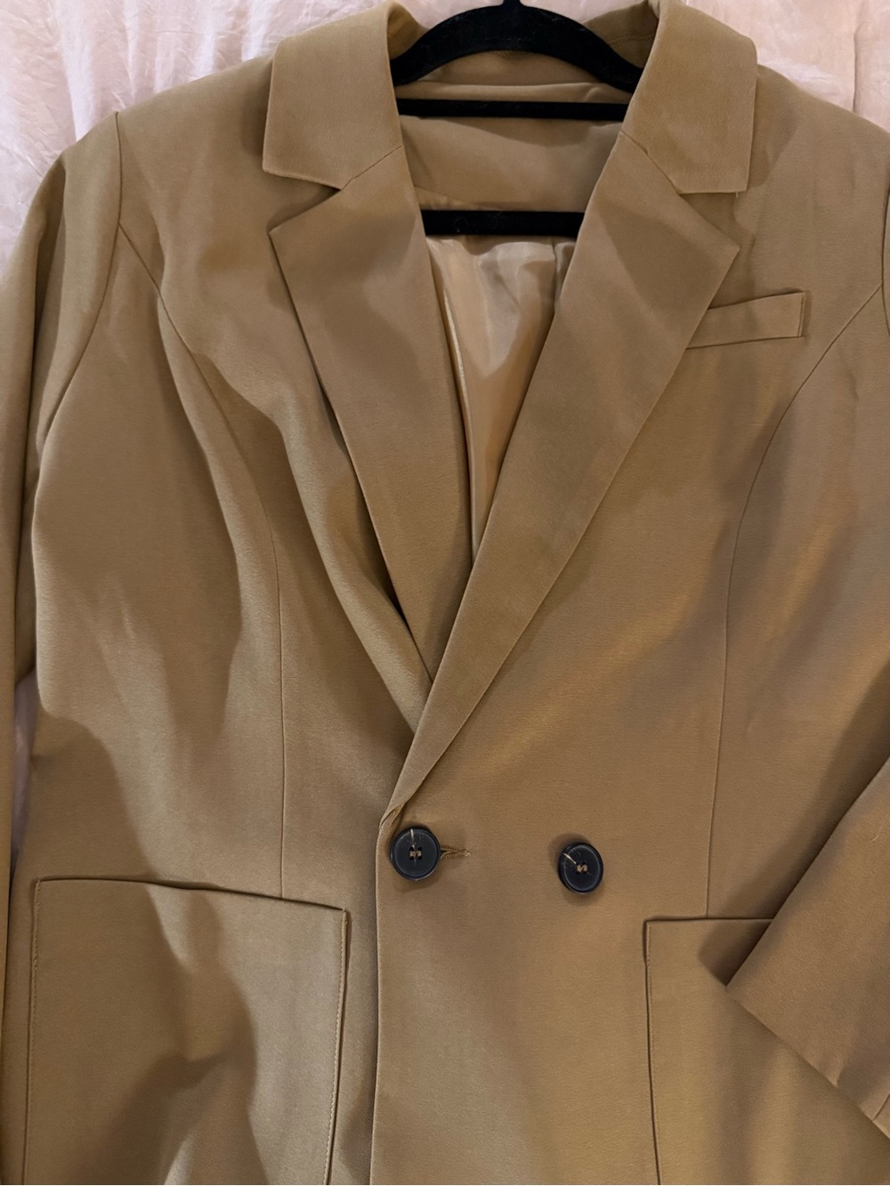 Double-Breasted Tan Brown Blazer Jacket - Women's